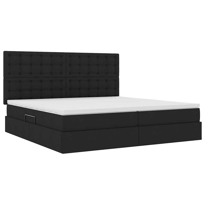 Pat cu lumini cu bandă LED Negru 200 x 200 cm țesătură - WALTI WALTI