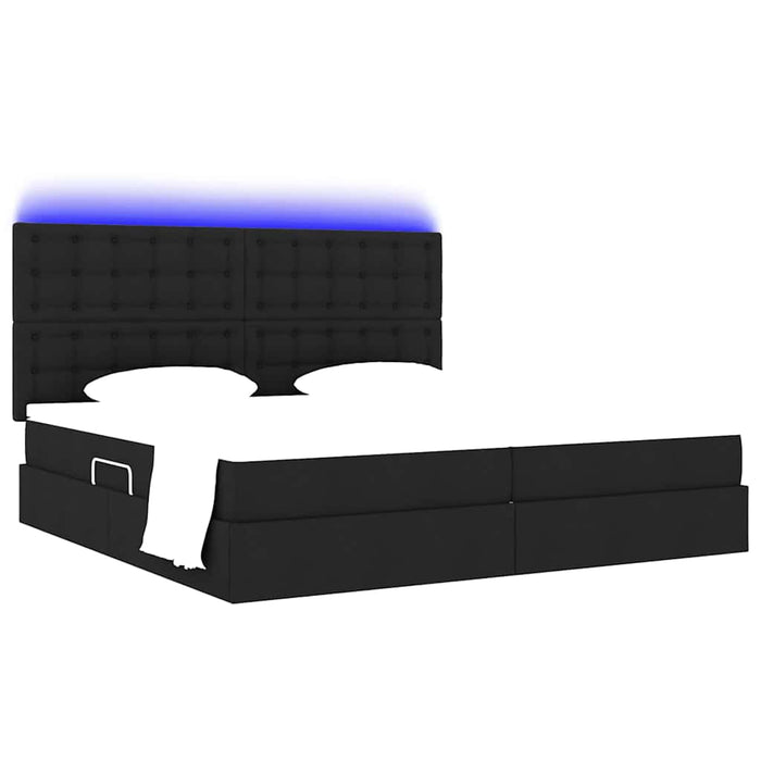 Pat cu lumini cu bandă LED Negru 200 x 200 cm țesătură - WALTI WALTI