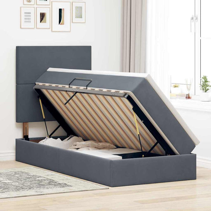 Pat cu saltea și LED cu saltea Gri închis 90 x 190 cm Catifea - WALTI WALTI