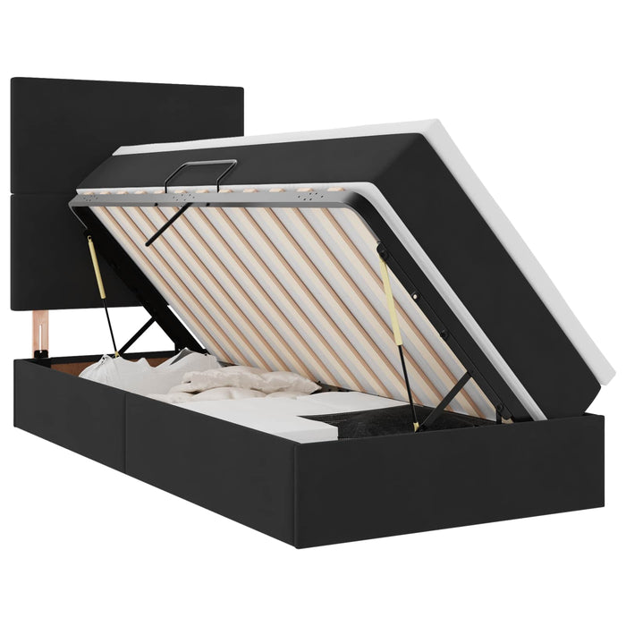 Pat cu saltea și LED cu saltea cu led Negru 90 x 200 cm Catifea - WALTI WALTI