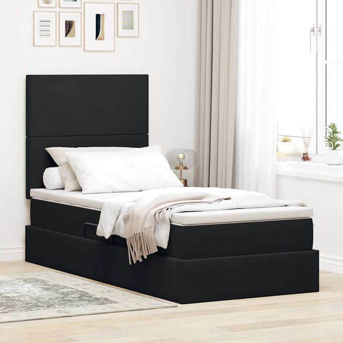 Pat cu saltea și LED cu saltea Negru 100 x 200 cm Catifea - WALTI WALTI