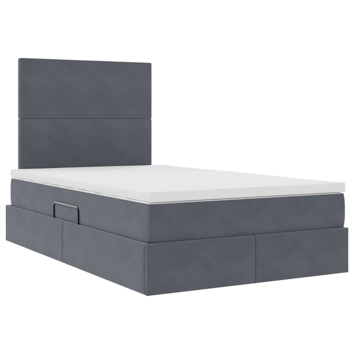 Pat cu saltea și LED cu saltea Gri închis 120 x 190 cm Catifea - WALTI WALTI