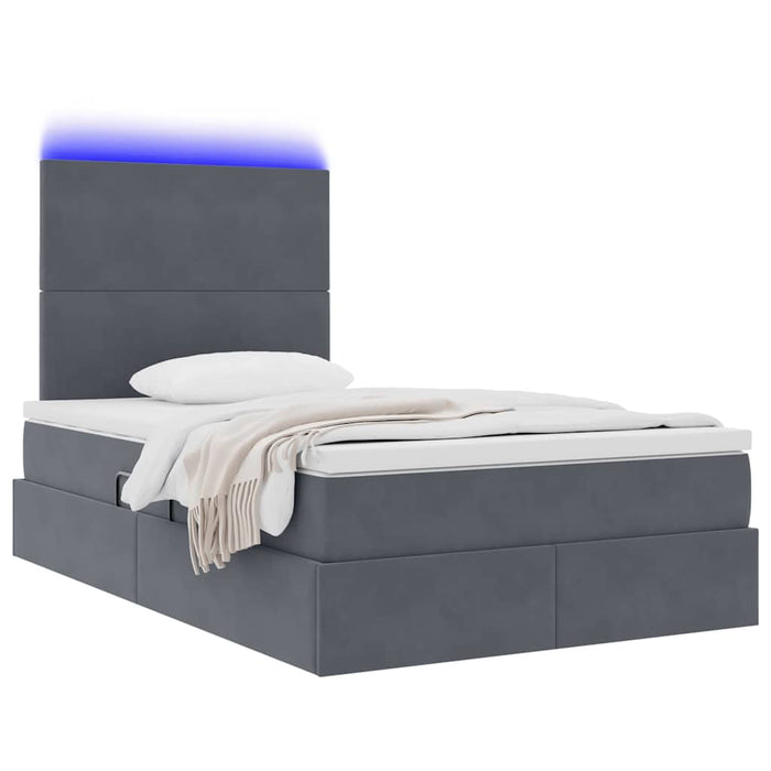 Pat cu saltea și LED cu saltea Gri închis 120 x 190 cm Catifea - WALTI WALTI