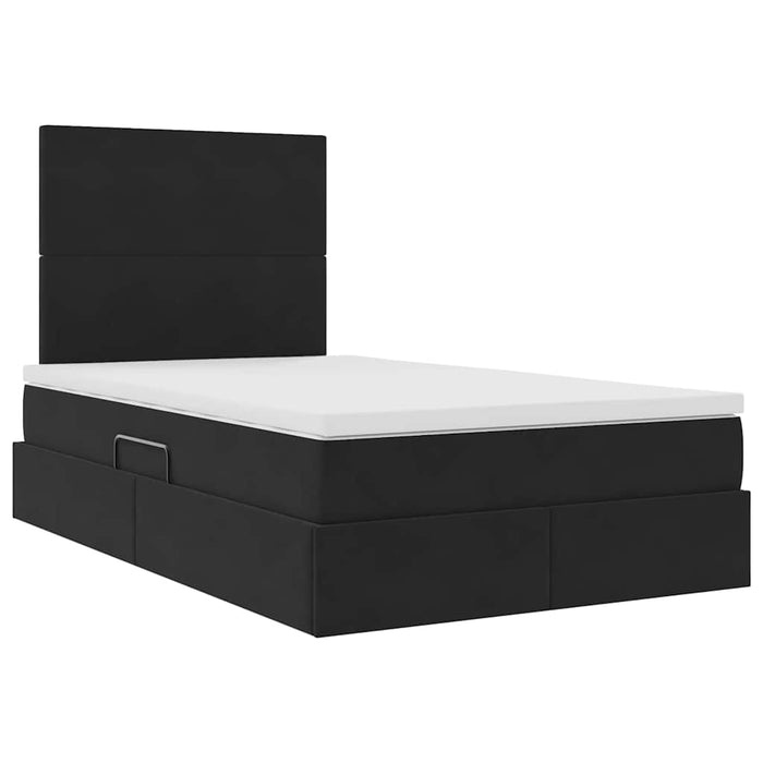 Pat cu saltea și LED cu saltea Negru 120 x 190 cm Catifea - WALTI WALTI