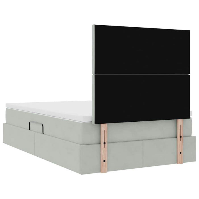 Pat cu lumini cu bandă LED Gri deschis 120 x 200 cm Catifea - WALTI WALTI