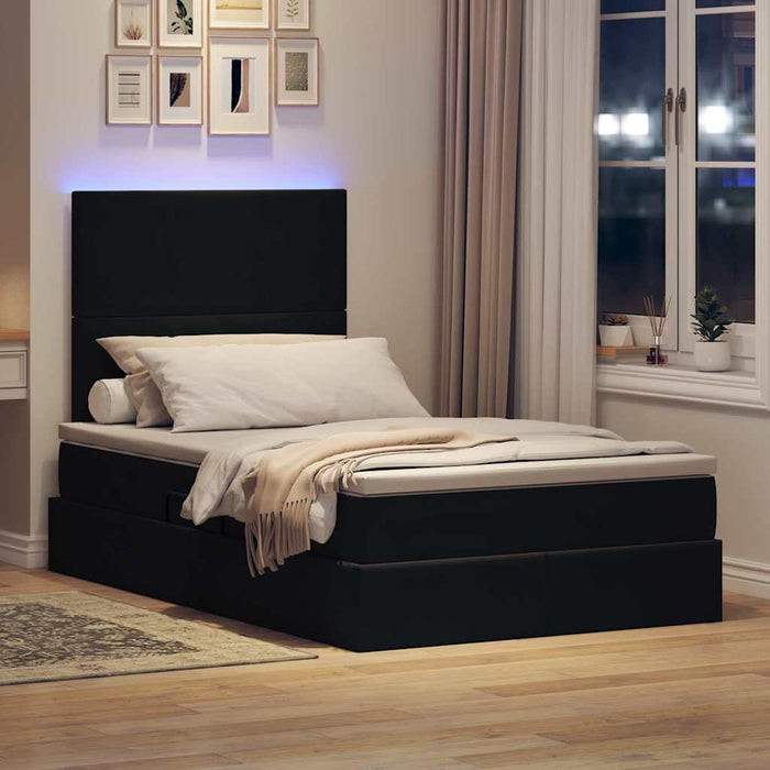 Pat cu lumini cu bandă LED Negru 120 x 200 cm Catifea - WALTI WALTI