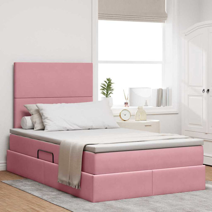 Pat cu saltea și LED cu saltea Roz 120 x 200 cm Catifea - WALTI WALTI