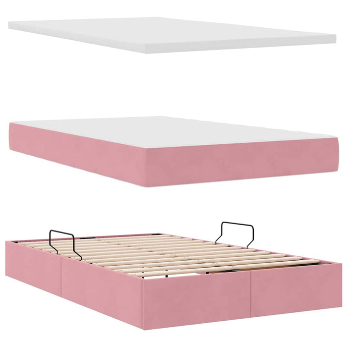 Pat cu saltea și LED cu saltea Roz 120 x 200 cm Catifea - WALTI WALTI