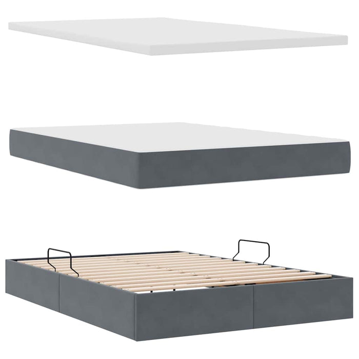 Pat cu lumini cu bandă LED Gri închis 140 x 190 cm Catifea - WALTI WALTI