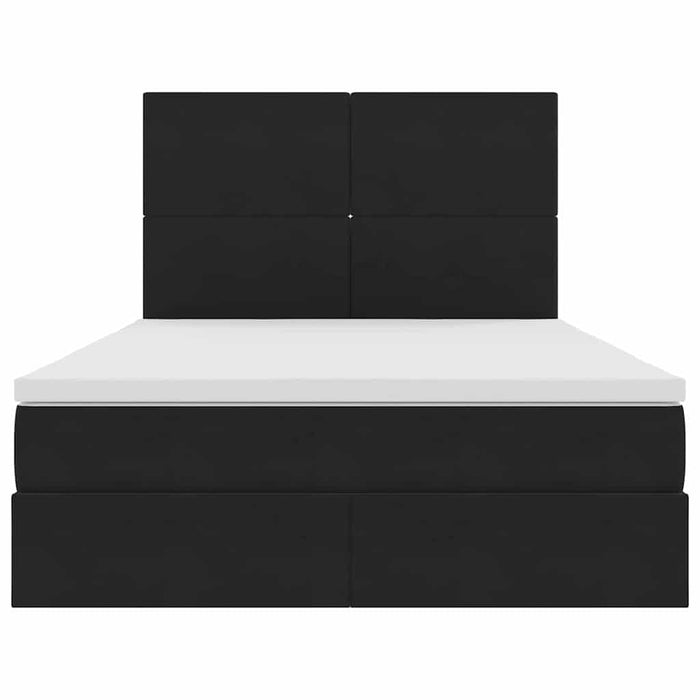 Pat cu lumini cu bandă LED Negru 140 x 190 cm Catifea - WALTI WALTI