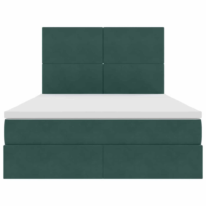 Pat cu lumini cu bandă LED Verde închis 140 x 190 cm Catifea - WALTI WALTI