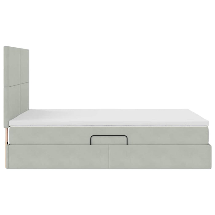 Pat cu lumini cu bandă LED Gri deschis 140 x 200 cm Catifea - WALTI WALTI