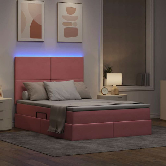 Pat cu lumini cu bandă LED Roz 140 x 200 cm Catifea - WALTI WALTI