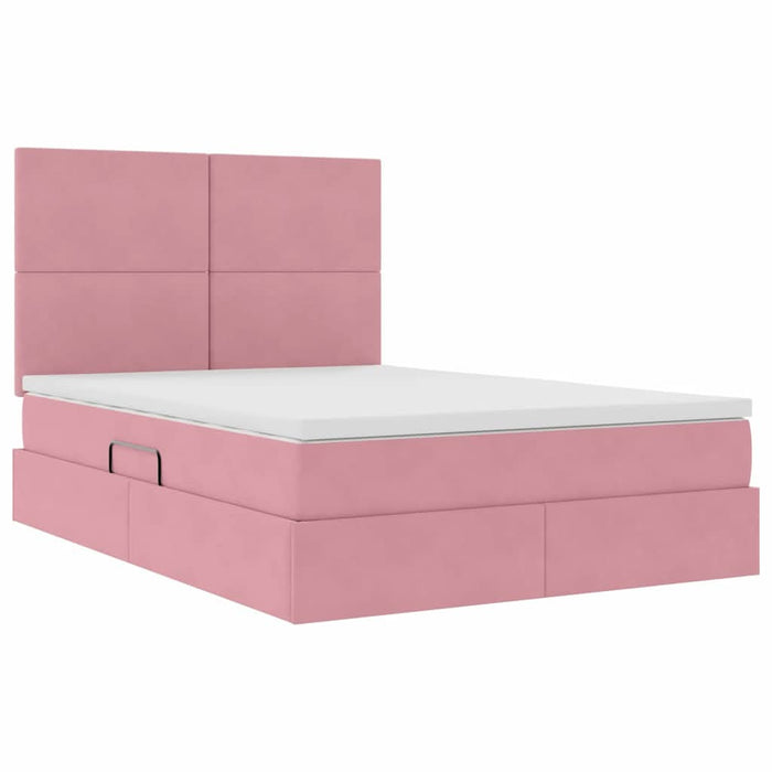 Pat cu lumini cu bandă LED Roz 140 x 200 cm Catifea - WALTI WALTI