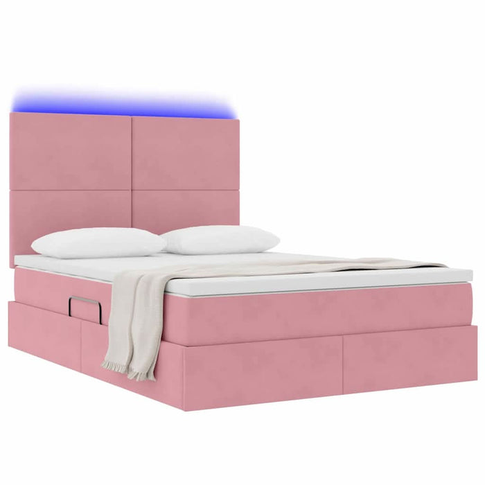 Pat cu lumini cu bandă LED Roz 140 x 200 cm Catifea - WALTI WALTI