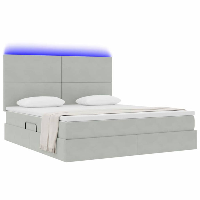 Pat cu lumini cu bandă LED Gri deschis 180 x 200 cm Catifea - WALTI WALTI