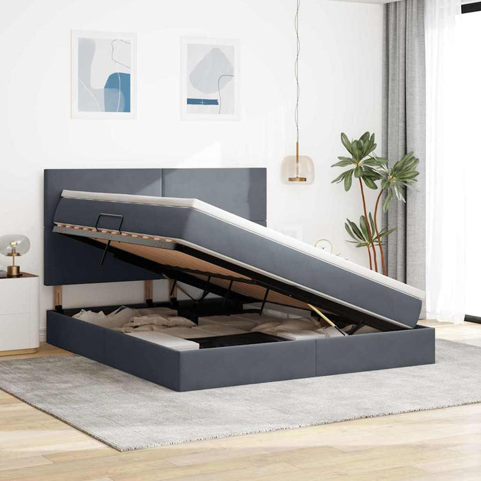 Pat cu lumini cu bandă LED Gri închis 180 x 200 cm Catifea - WALTI WALTI