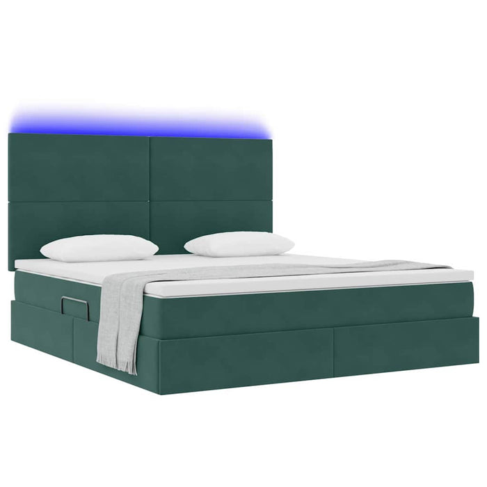 Pat cu saltea și LED Verde închis 180 x 200 cm Catifea - WALTI WALTI