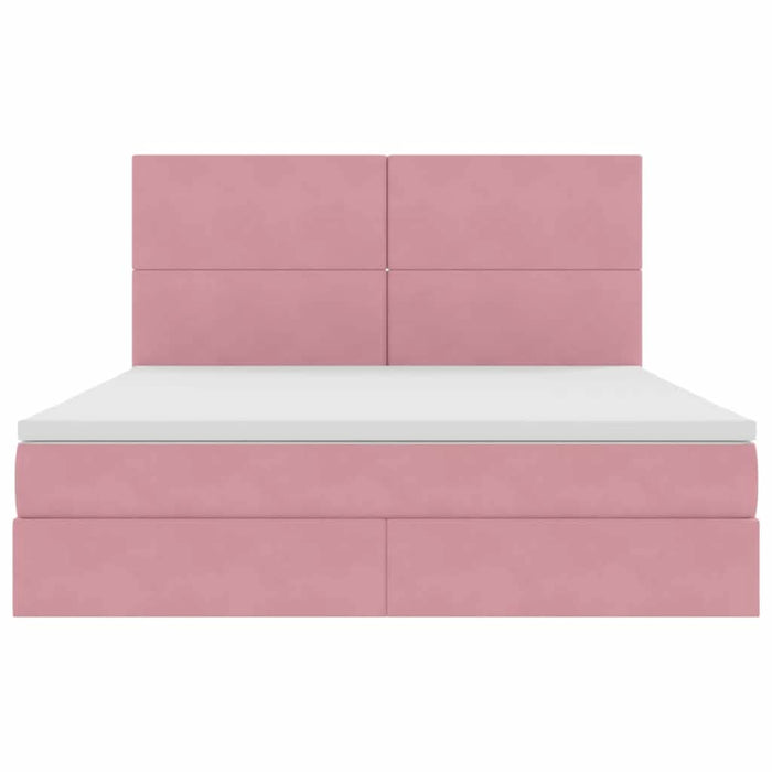 Pat cu lumini cu bandă LED Roz 180 x 200 cm Catifea - WALTI WALTI