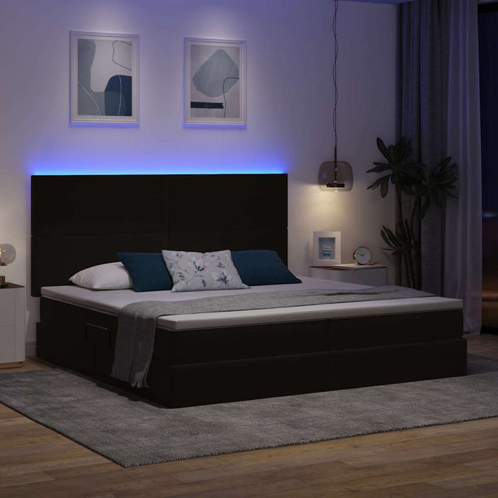 Pat cu lumini cu bandă LED Negru 200 x 200 cm Catifea - WALTI WALTI