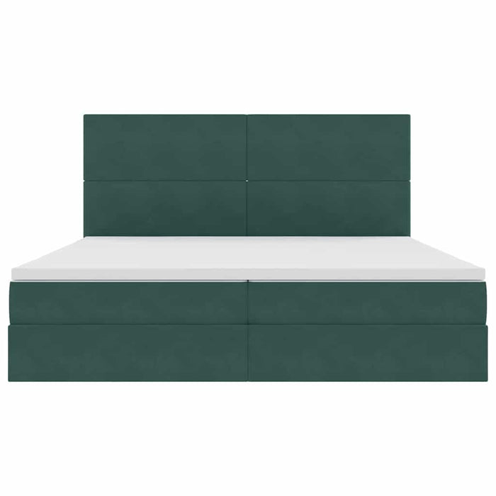 Pat cu saltea și LED cu led Verde închis 200 x 200 cm Catifea - WALTI WALTI