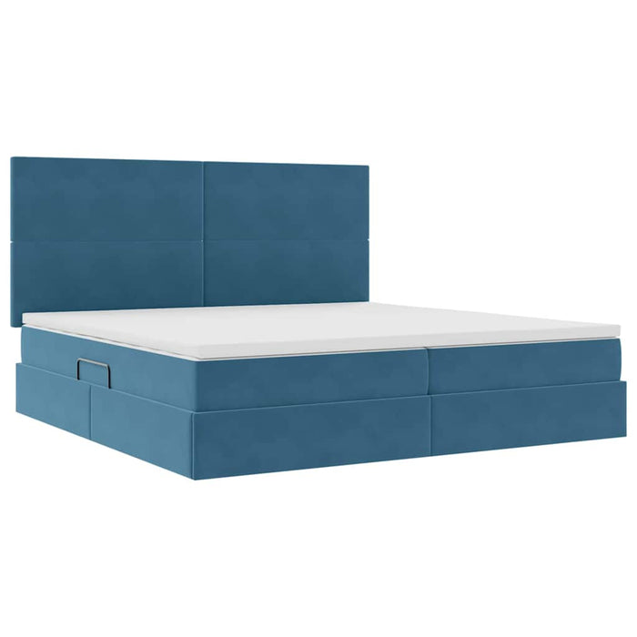 Pat cu saltea și LED Albastru închis 200 x 200 cm Catifea - WALTI WALTI