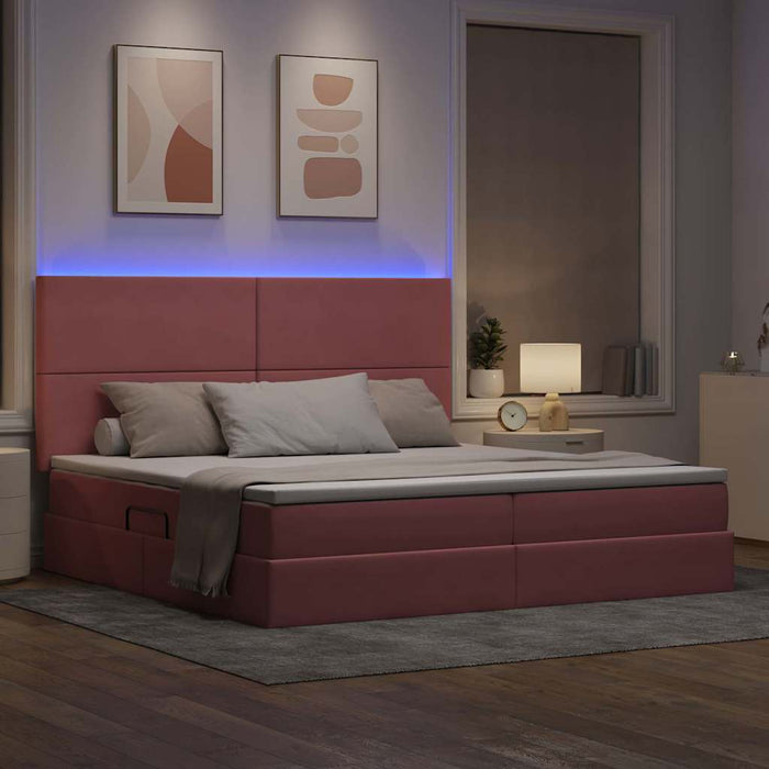 Pat cu saltea și LED cu saltea cu led Roz 200 x 200 cm Catifea - WALTI WALTI