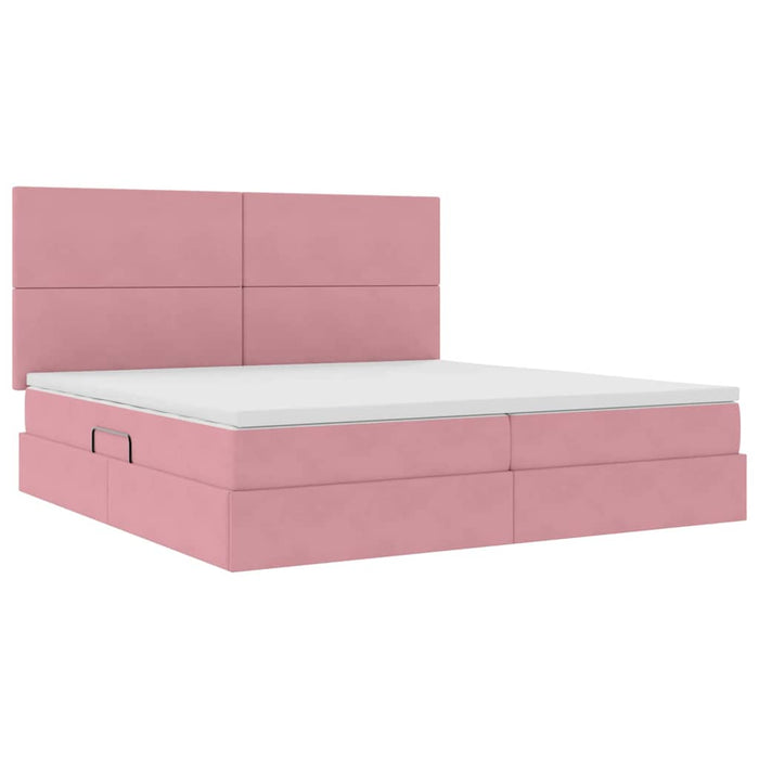 Pat cu saltea și LED cu saltea cu led Roz 200 x 200 cm Catifea - WALTI WALTI