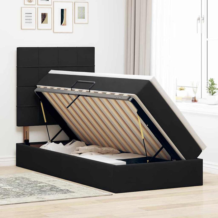 Pat cu saltea și LED cu saltea cu led Negru 90 x 190 cm Catifea - WALTI WALTI