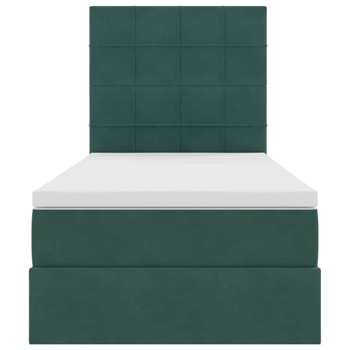 Pat cu saltea și LED cu saltea Verde închis 90 x 190 cm Catifea - WALTI WALTI