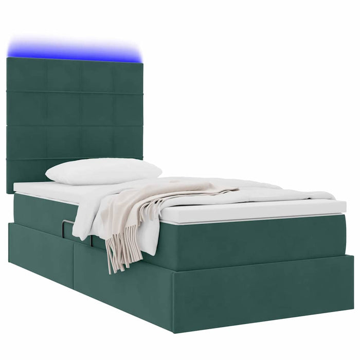 Pat cu saltea și LED cu saltea Verde închis 90 x 190 cm Catifea - WALTI WALTI
