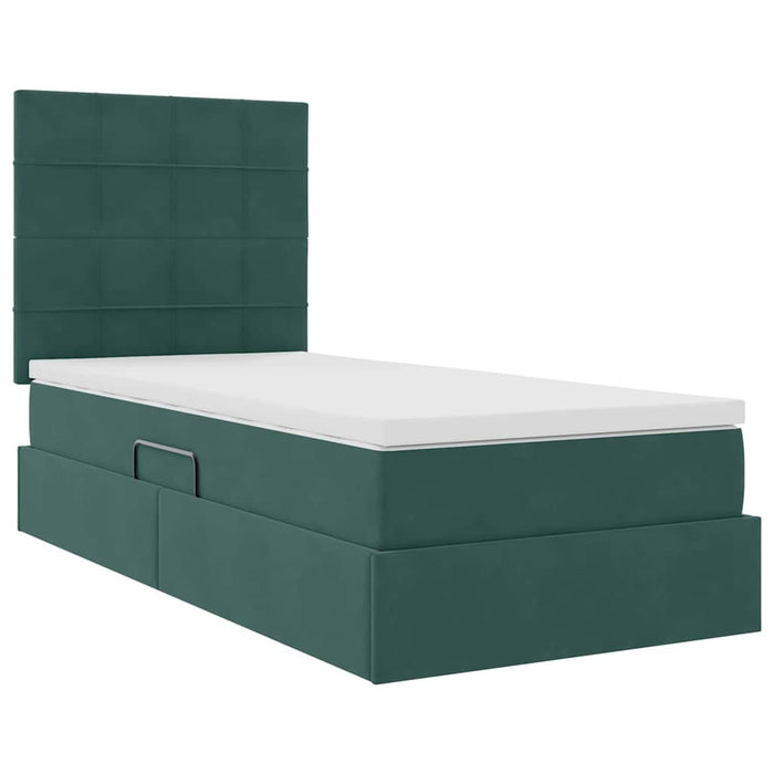 Pat cu saltea și LED cu saltea Verde închis 90 x 200 cm Catifea - WALTI WALTI