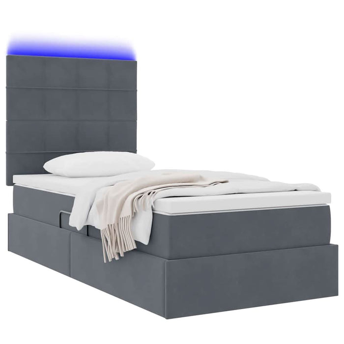 Pat cu saltea și LED cu saltea Gri închis 100 x 200 cm Catifea - WALTI WALTI