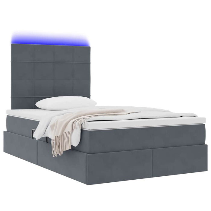 Pat cu saltea și LED cu saltea Gri închis 120 x 190 cm Catifea - WALTI WALTI