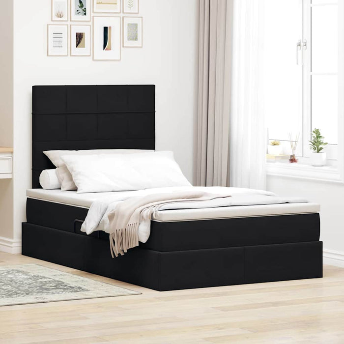 Pat cu saltea și LED cu saltea Negru 120 x 190 cm Catifea - WALTI WALTI