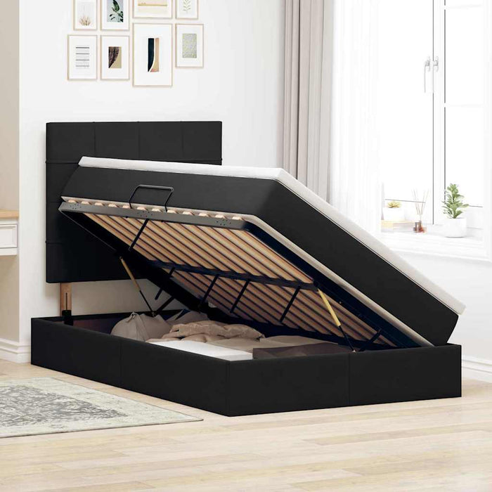Pat cu saltea și LED cu saltea Negru 120 x 190 cm Catifea - WALTI WALTI