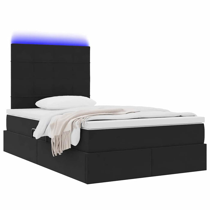 Pat cu saltea și LED cu saltea Negru 120 x 190 cm Catifea - WALTI WALTI