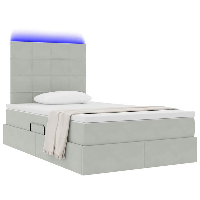 Pat cu lumini cu bandă LED Gri deschis 120 x 200 cm Catifea - WALTI WALTI