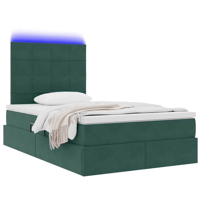 Pat cu LED și saltea Verde închis 120 x 200 cm Catifea WALTI