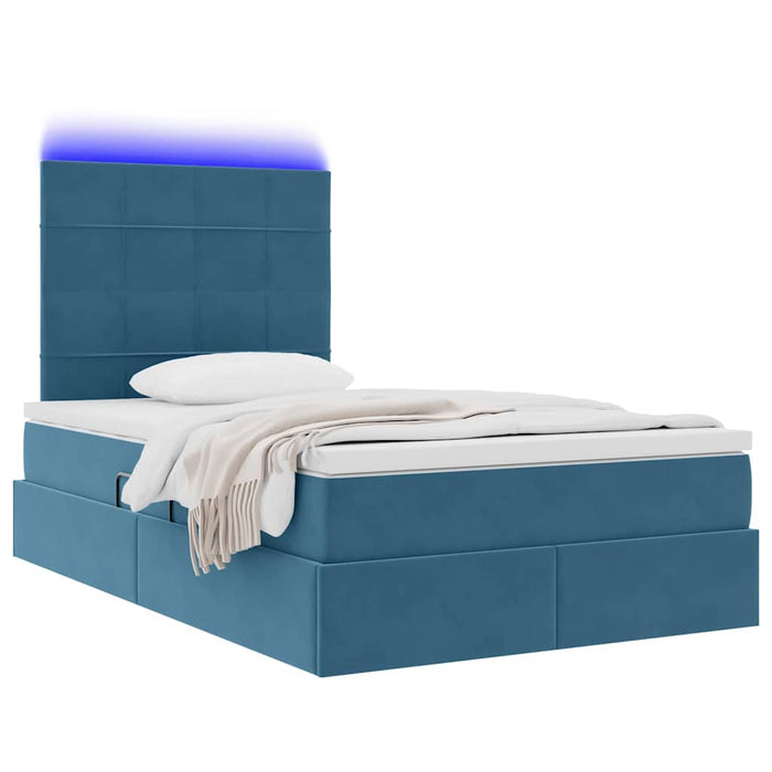 Pat cu lumini cu bandă LED Albastru închis 120 x 200 cm Catifea - WALTI WALTI