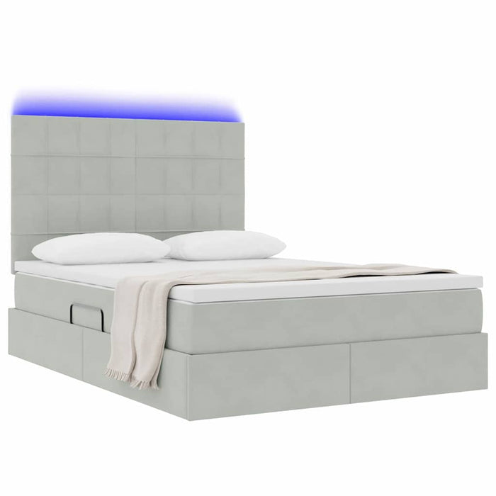 Pat cu lumini cu bandă LED Gri deschis 140 x 190 cm Catifea - WALTI WALTI