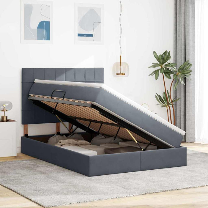 Pat cu lumini cu bandă LED Gri închis 140 x 190 cm Catifea - WALTI WALTI