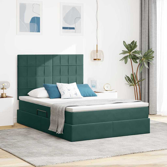 Pat cu lumini cu bandă LED Verde închis 140 x 190 cm Catifea - WALTI WALTI
