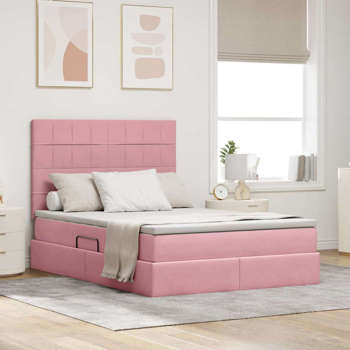 Pat cu lumini cu bandă LED Roz 140 x 190 cm Catifea - WALTI WALTI