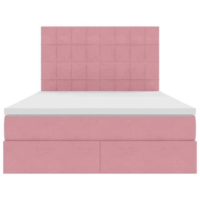 Pat cu lumini cu bandă LED Roz 140 x 190 cm Catifea - WALTI WALTI