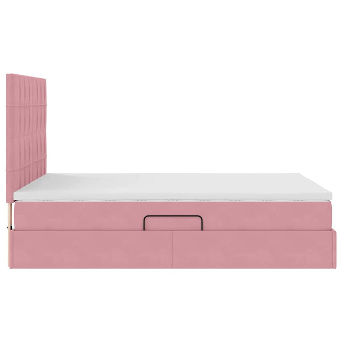 Pat cu lumini cu bandă LED Roz 140 x 190 cm Catifea - WALTI WALTI