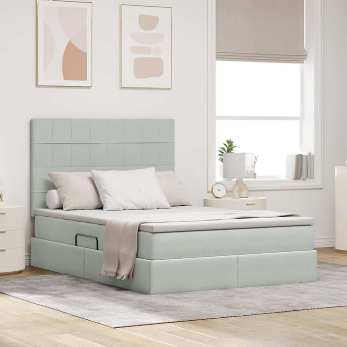 Pat cu lumini cu bandă LED Gri deschis 140 x 200 cm Catifea - WALTI WALTI