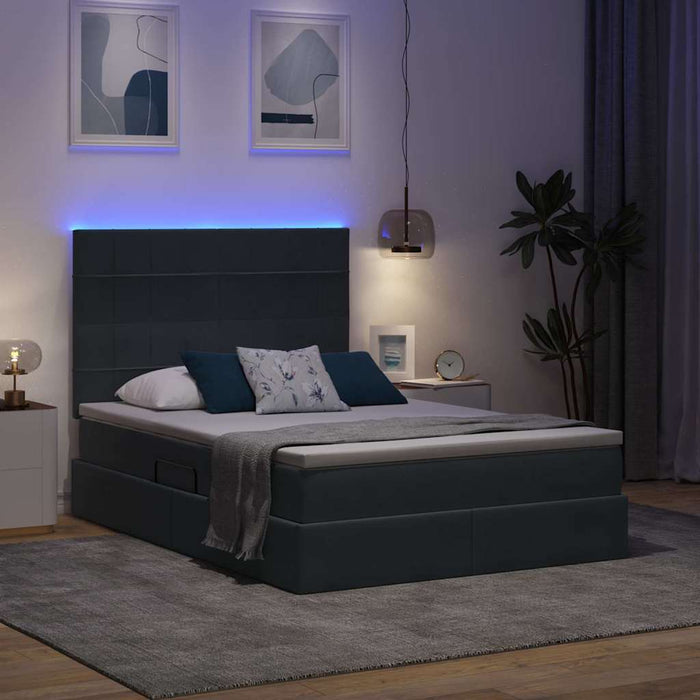 Pat cu lumini cu bandă LED Gri închis 140 x 200 cm Catifea - WALTI WALTI
