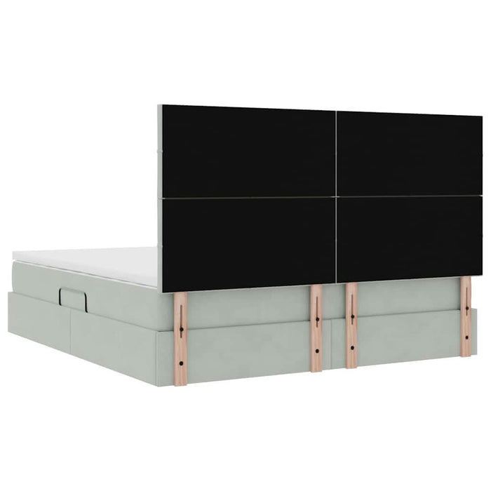 Pat cu lumini cu bandă LED Gri deschis 160 x 200 cm Catifea - WALTI WALTI