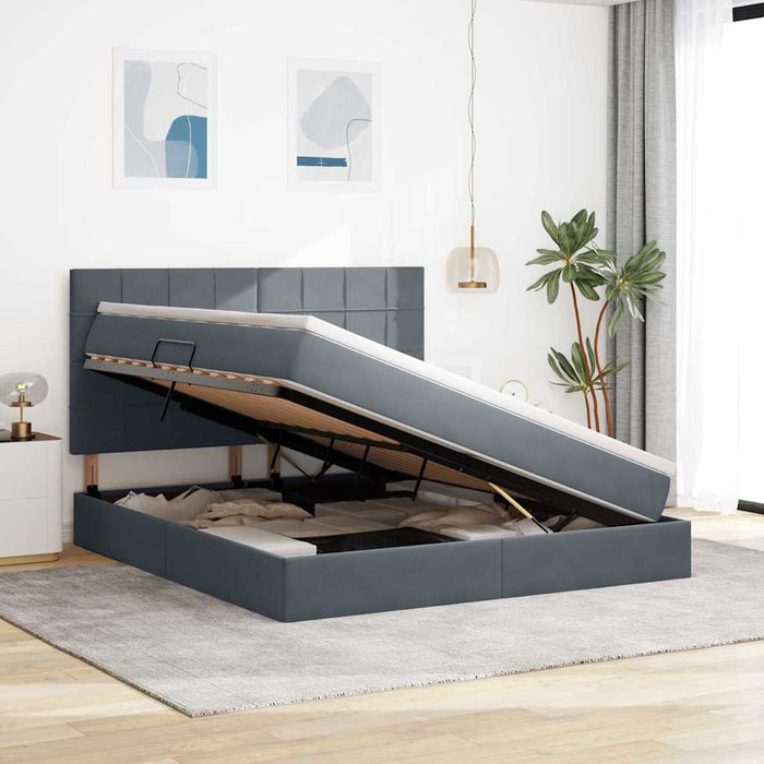 Pat cu lumini cu bandă LED Gri închis 160 x 200 cm Catifea - WALTI WALTI